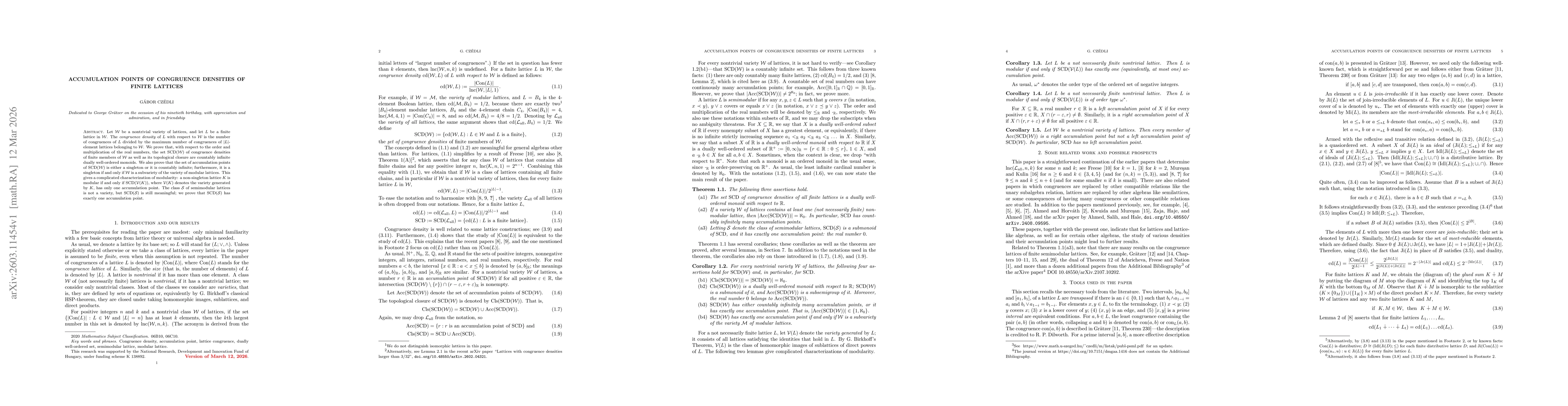 Thumbnail for Accumulation points of congruence densities of finite lattices