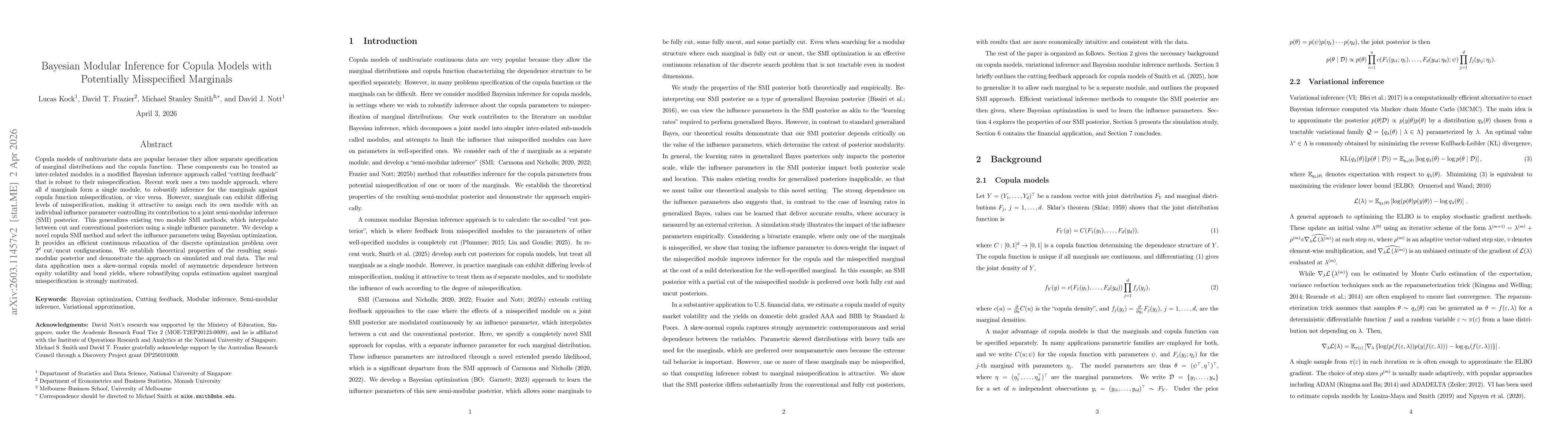 Thumbnail for Bayesian Modular Inference for Copula Models with Potentially Misspecified Marginals