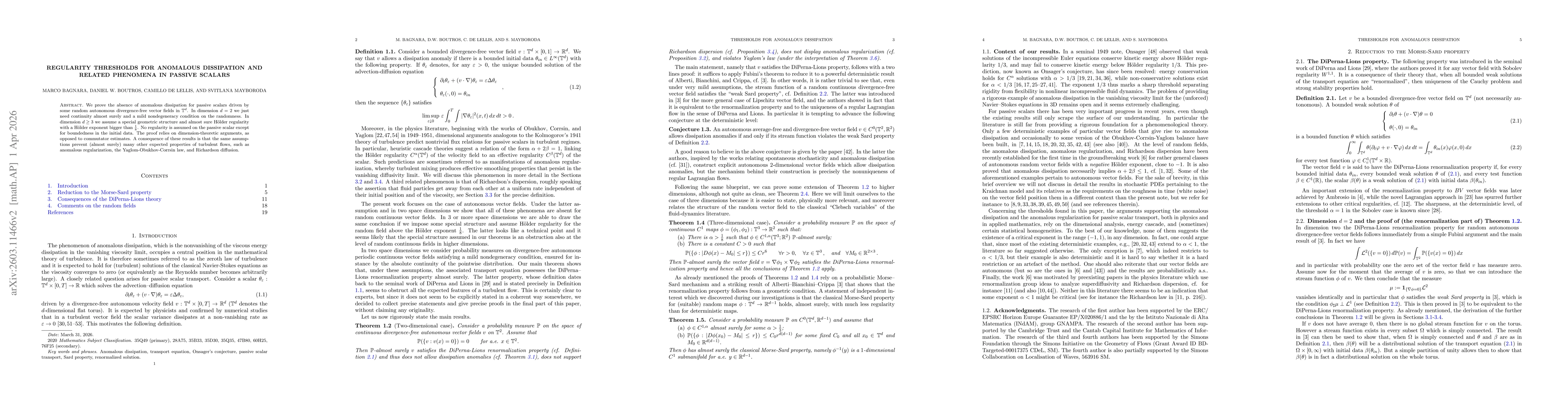 Thumbnail for Random divergence-free drifts and the Onsager-Richardson threshold