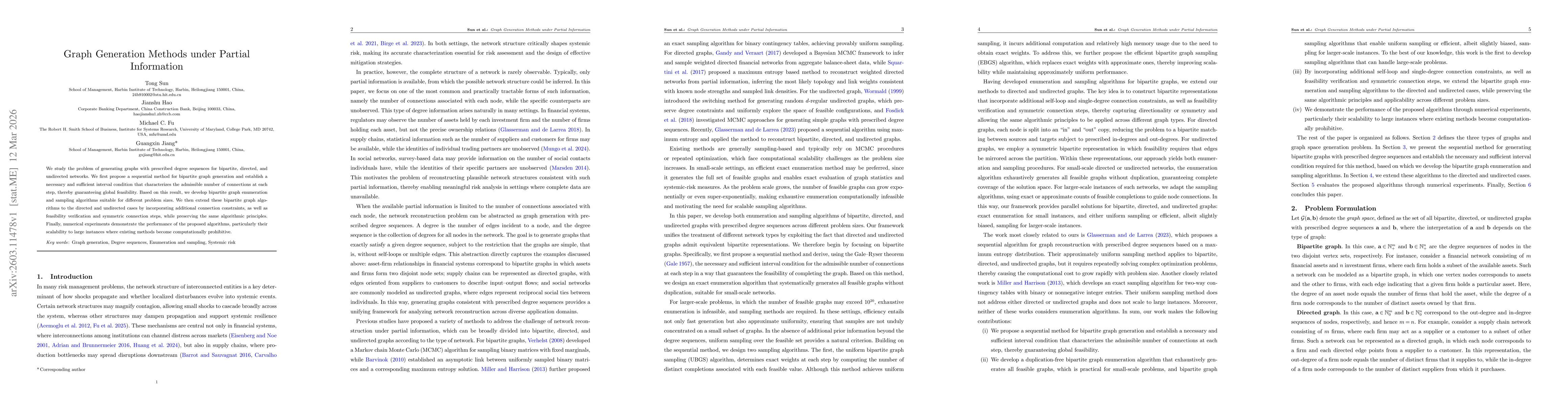 Thumbnail for Graph Generation Methods under Partial Information