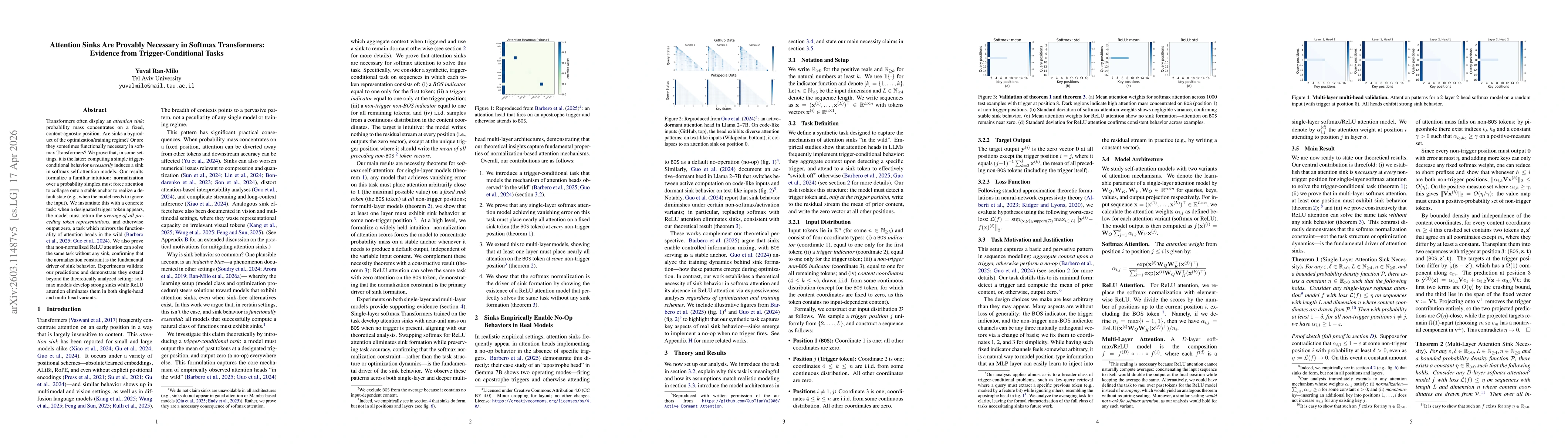 Thumbnail for Attention Sinks Are Provably Necessary in Softmax Transformers: Evidence from Trigger-Conditional Tasks
