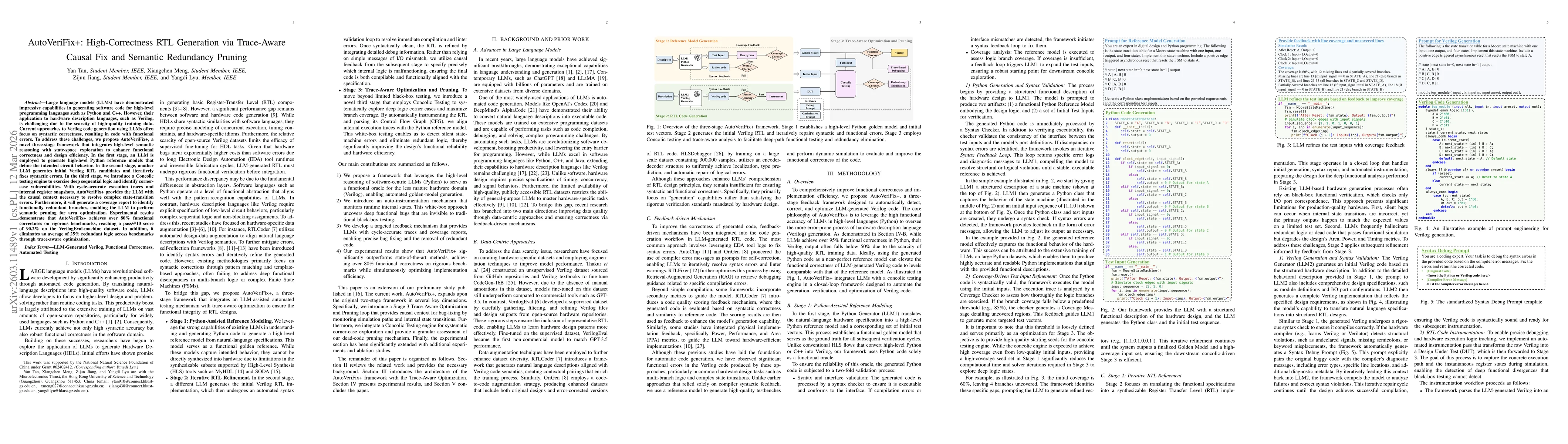Thumbnail for AutoVeriFix+: High-Correctness RTL Generation via Trace-Aware Causal Fix and Semantic Redundancy Pruning