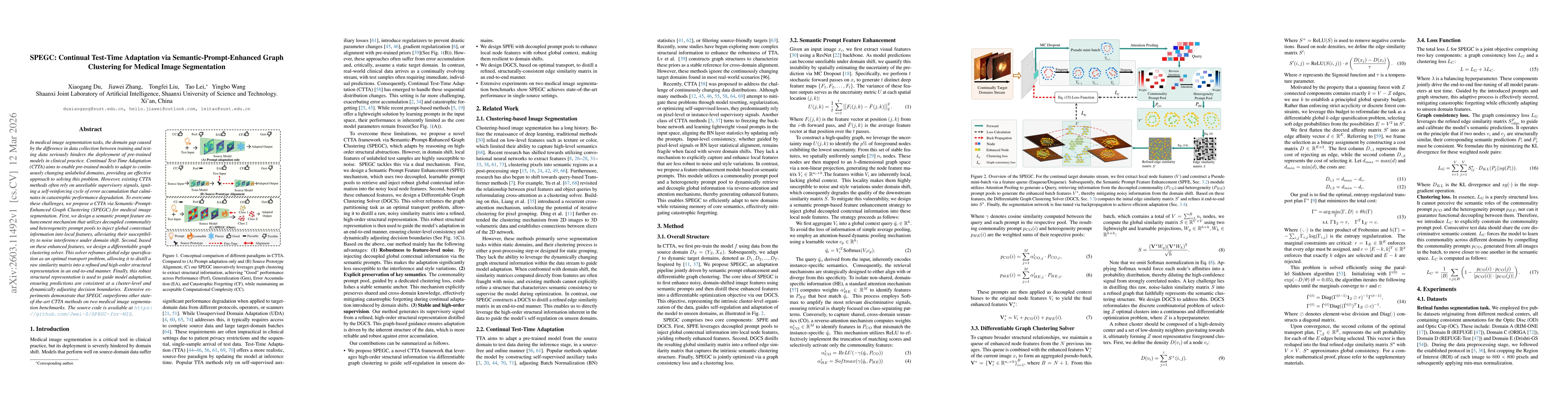 Thumbnail for SPEGC: Continual Test-Time Adaptation via Semantic-Prompt-Enhanced Graph Clustering for Medical Image Segmentation