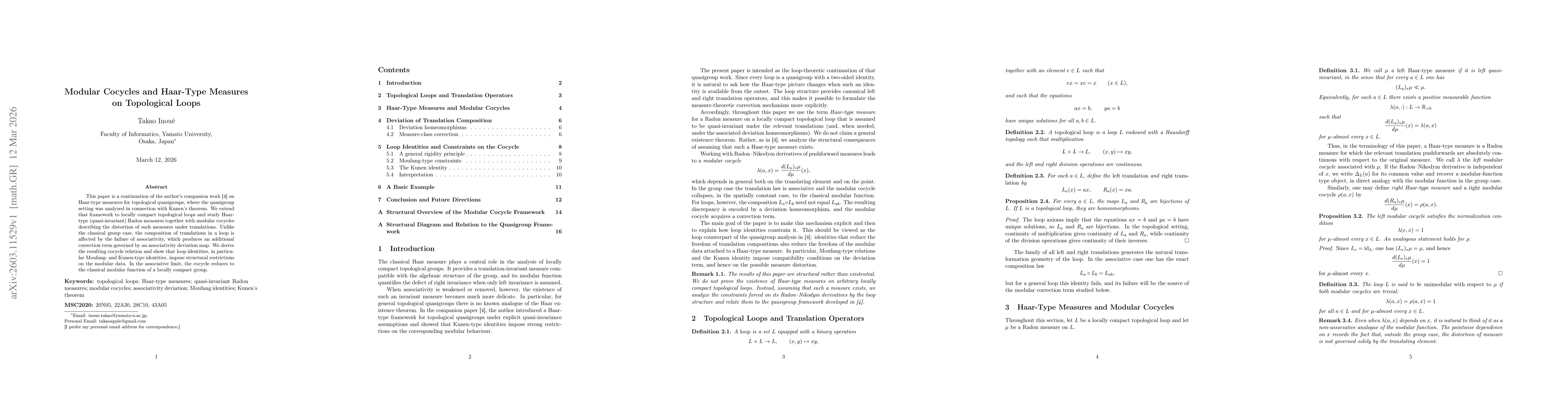 Thumbnail for Modular Cocycles and Haar-Type Measures on Topological Loops