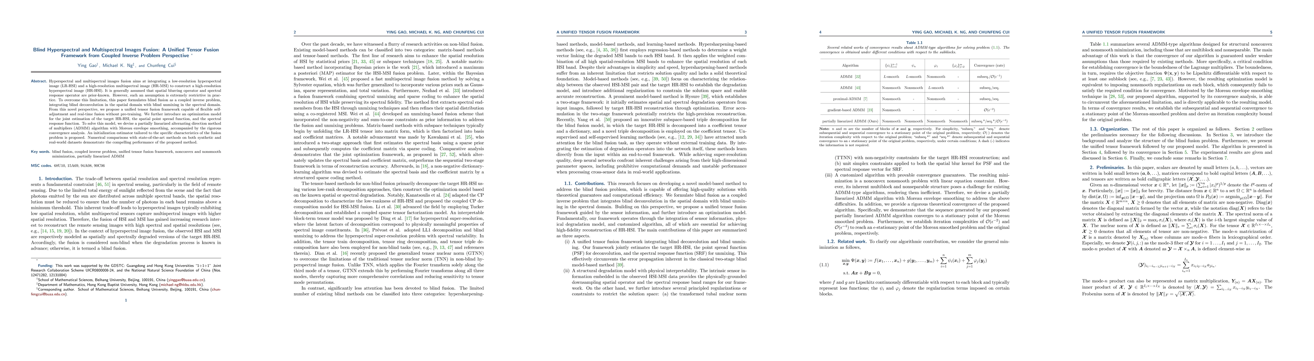 Thumbnail for Blind Hyperspectral and Multispectral Images Fusion: A Unified Tensor Fusion Framework from Coupled Inverse Problem Perspective
