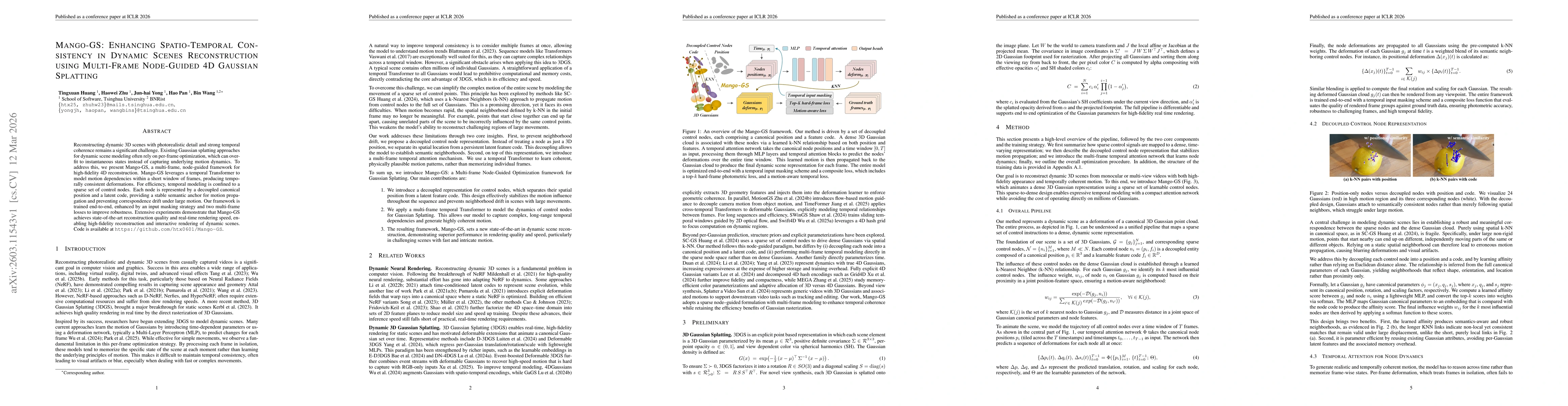 Thumbnail for Mango-GS: Enhancing Spatio-Temporal Consistency in Dynamic Scenes Reconstruction using Multi-Frame Node-Guided 4D Gaussian Splatting