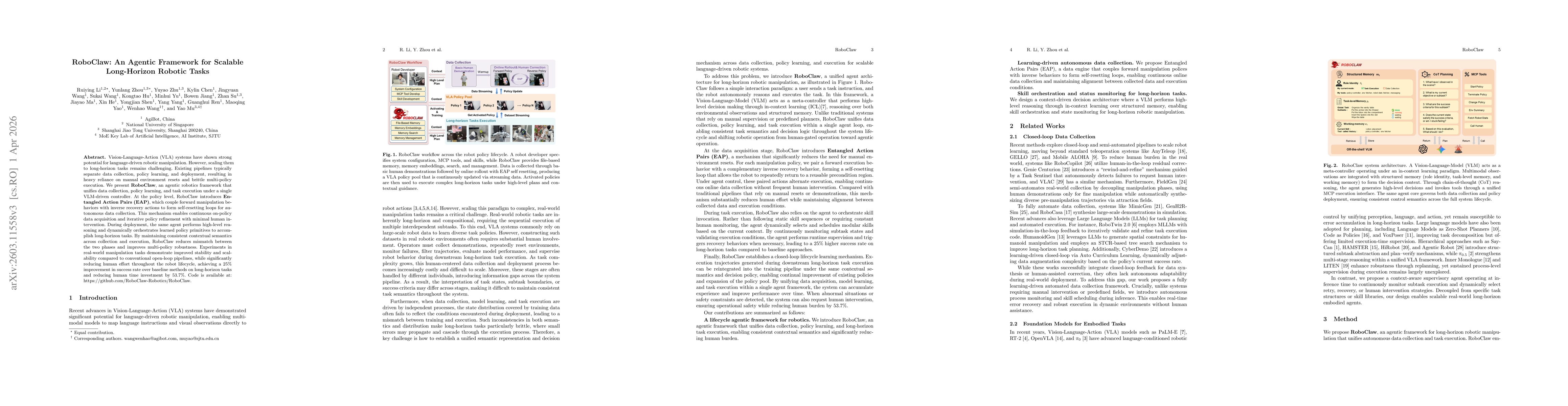 Thumbnail for RoboClaw: An Agentic Framework for Scalable Long-Horizon Robotic Tasks