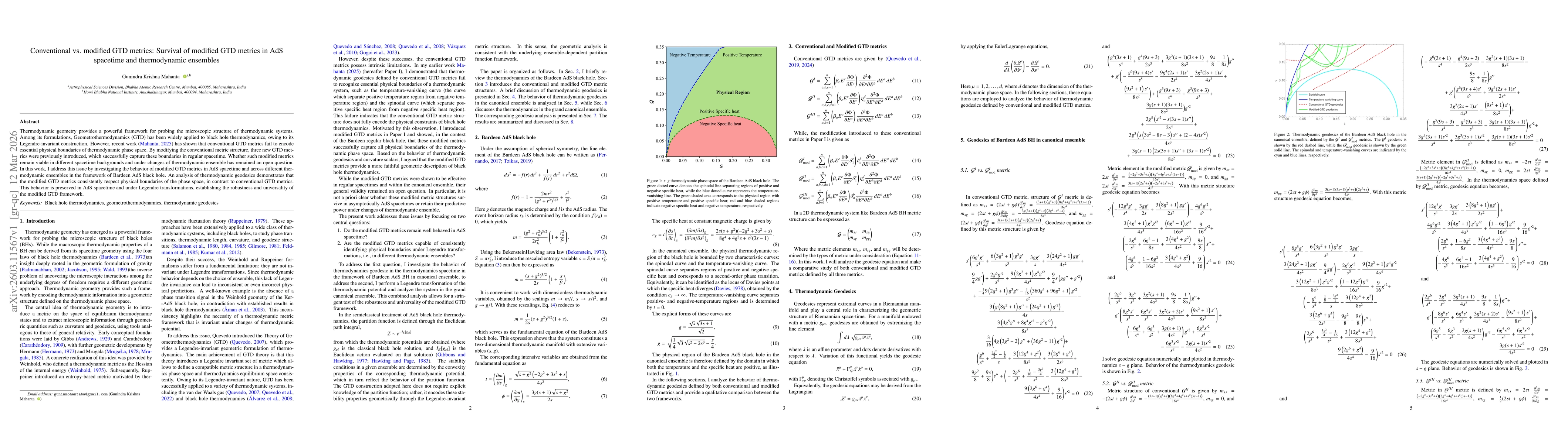 Thumbnail for Conventional vs. modified GTD metrics: Survival of modified GTD metrics in AdS spacetime and thermodynamic ensembles