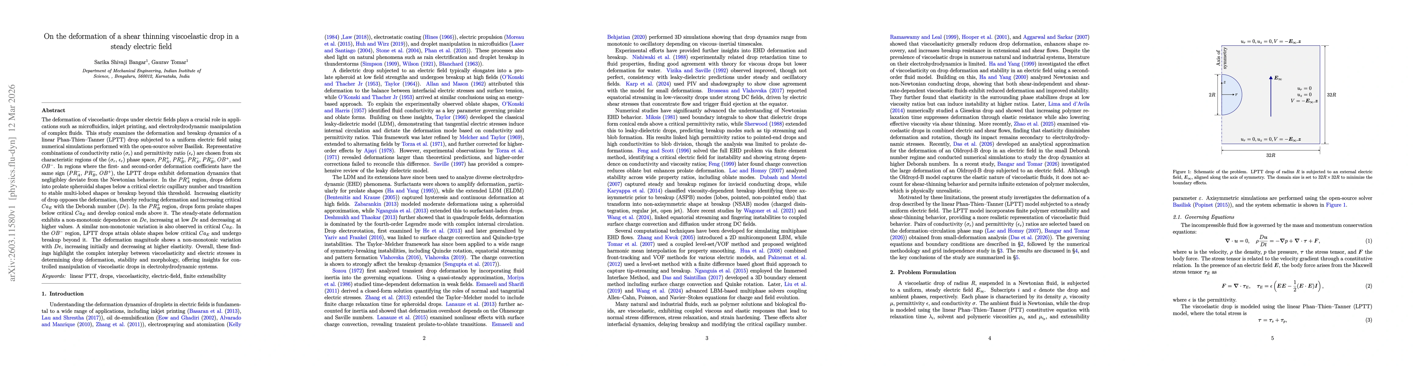 Thumbnail for On the deformation of a shear thinning viscoelastic drop in a steady electric field