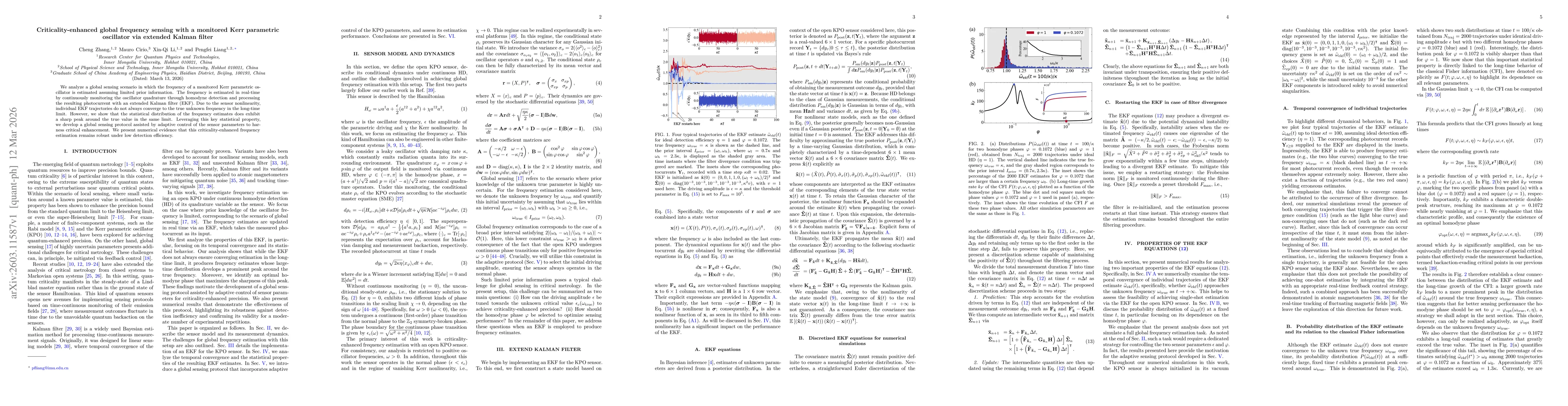 Thumbnail for Criticality-enhanced global frequency sensing with a monitored Kerr parametric oscillator via extended Kalman filter