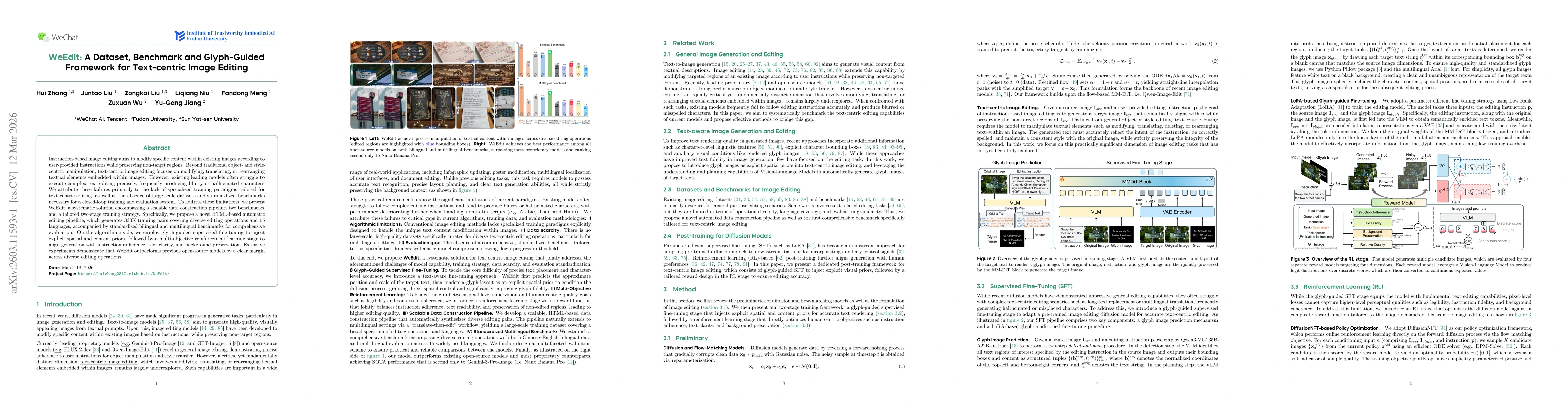 Thumbnail for WeEdit: A Dataset, Benchmark and Glyph-Guided Framework for Text-centric Image Editing