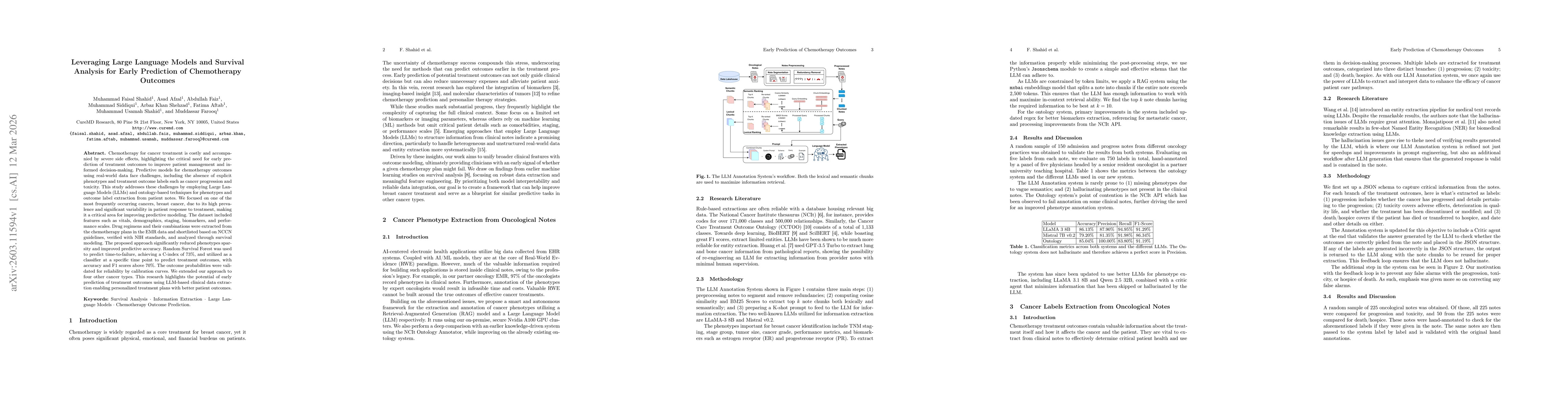 Thumbnail for Leveraging Large Language Models and Survival Analysis for Early Prediction of Chemotherapy Outcomes