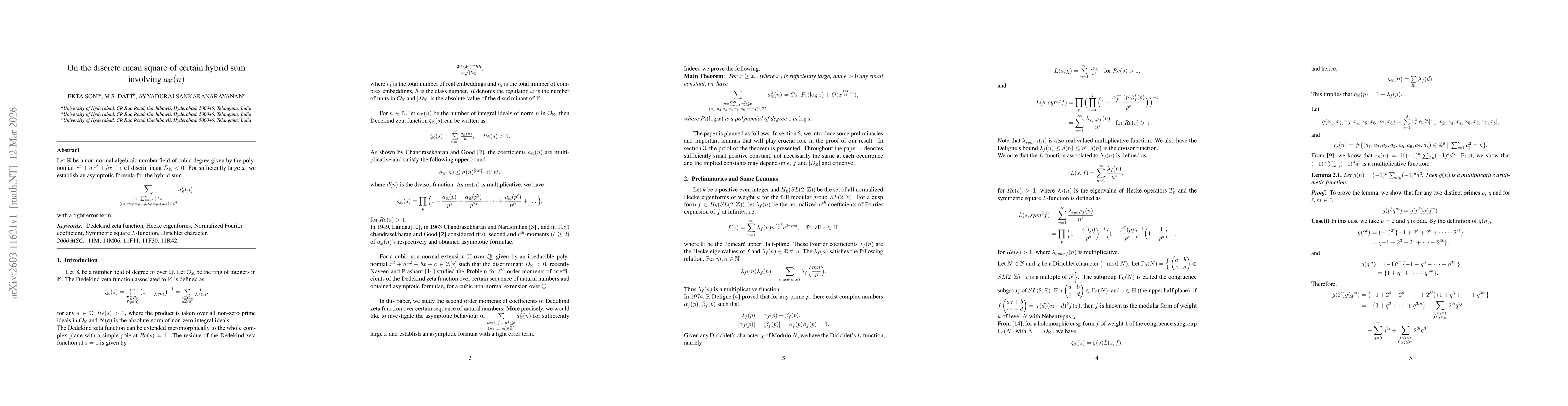 Thumbnail for On the discrete mean square of certain hybrid sum involving $a_{\mathbb{K}}(n)$