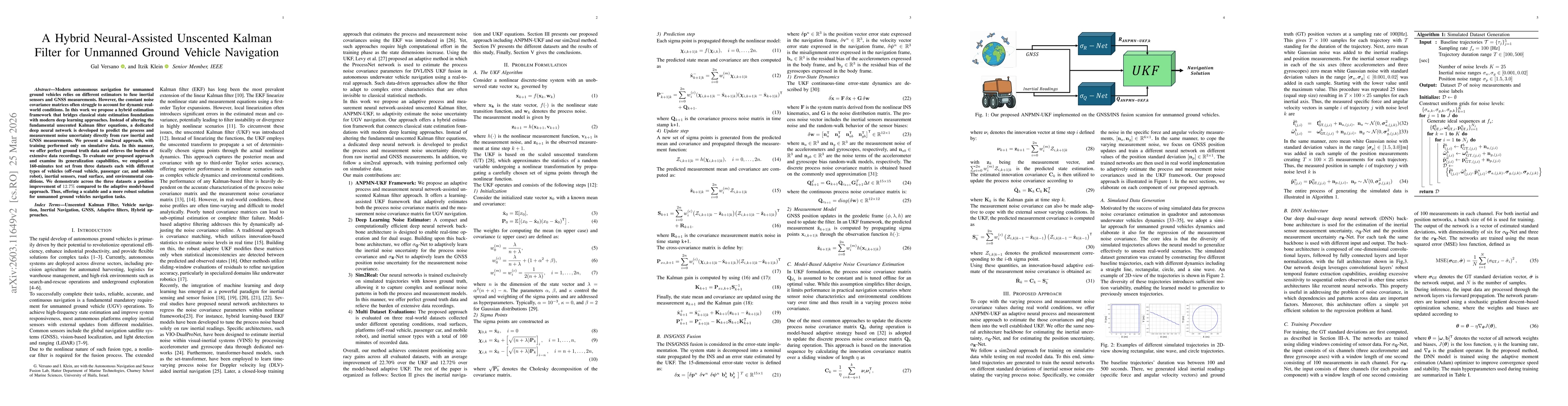 Thumbnail for A Hybrid Neural-Assisted Unscented Kalman Filter for Unmanned Ground Vehicle Navigation