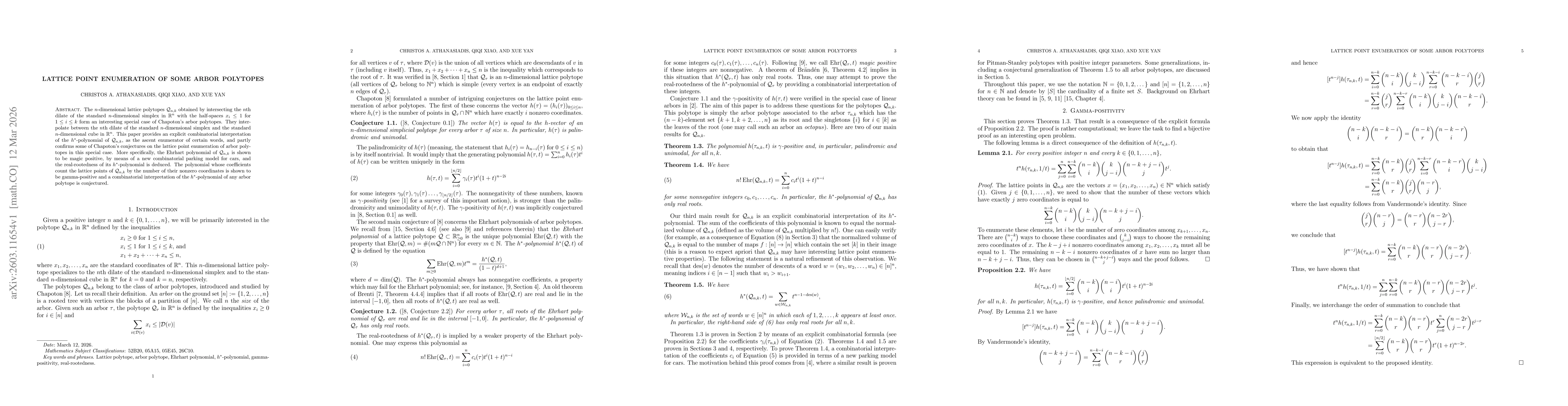 Thumbnail for Lattice point enumeration of some arbor polytopes