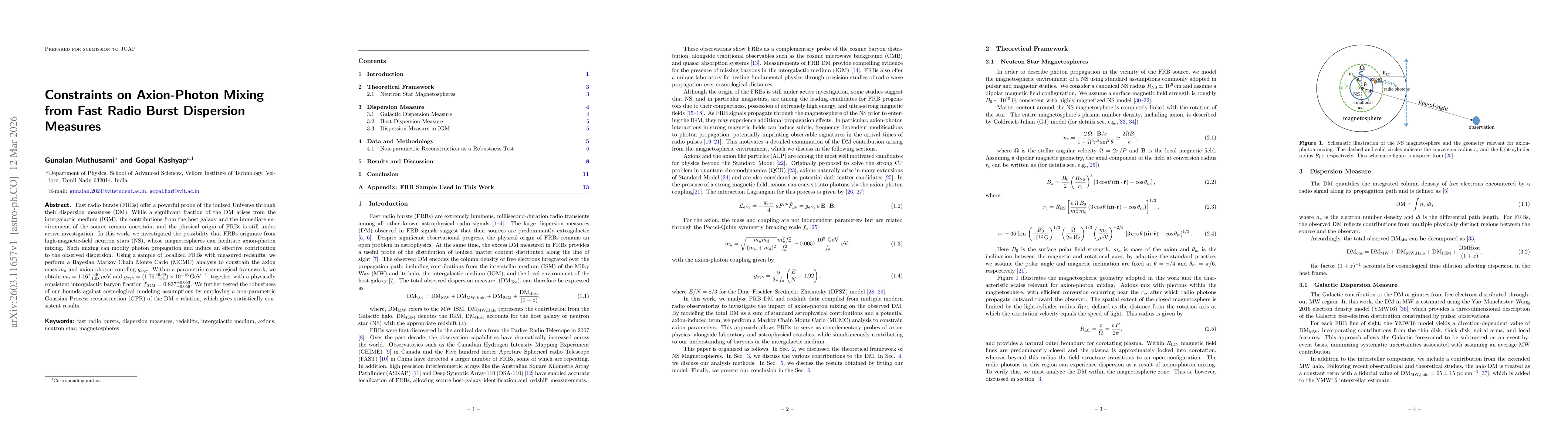 Thumbnail for Constraints on Axion-Photon Mixing from Fast Radio Burst Dispersion Measures