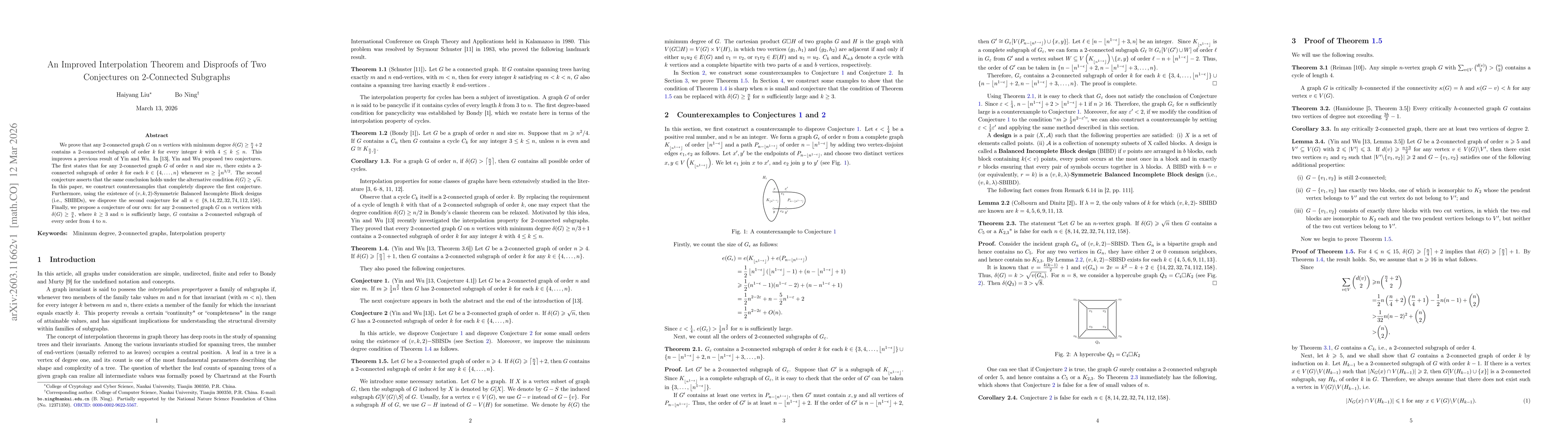 Thumbnail for An Improved Interpolation Theorem and Disproofs of Two Conjectures on 2-Connected Subgraphs