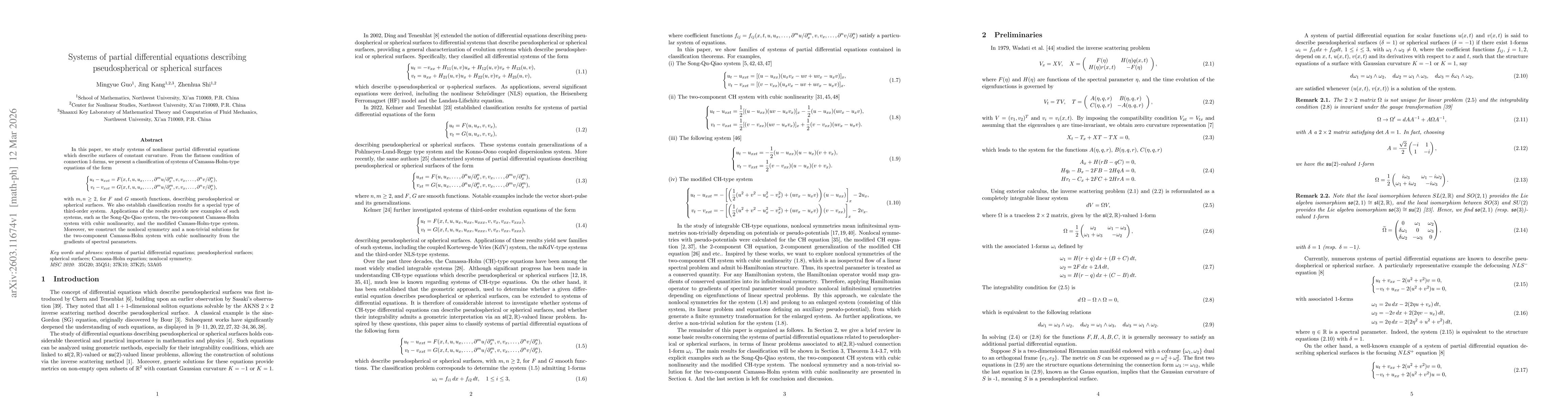 Thumbnail for Systems of partial differential equations describing pseudo-spherical or spherical surfaces