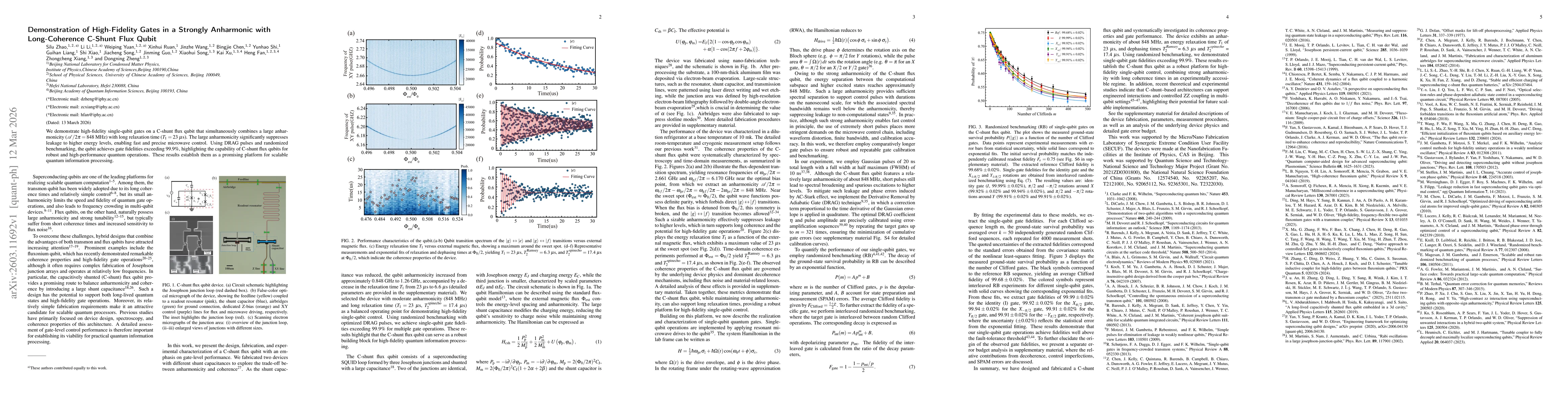 Thumbnail for Demonstration of High-Fidelity Gates in a Strongly Anharmonic with Long-Coherence C-Shunt Flux Qubit