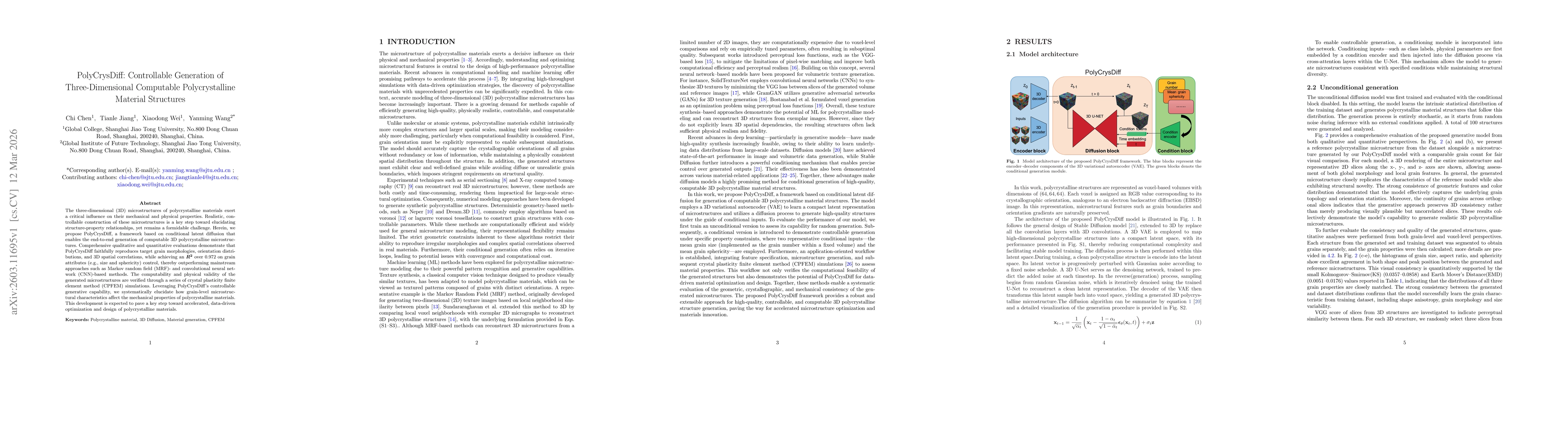 Thumbnail for PolyCrysDiff: Controllable Generation of Three-Dimensional Computable Polycrystalline Material Structures
