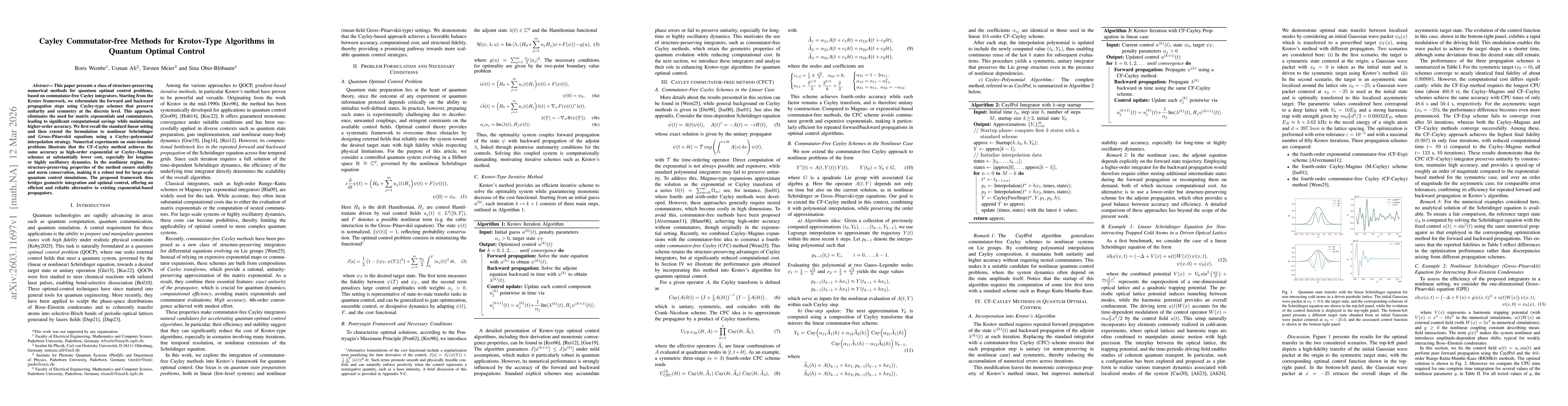 Thumbnail for Cayley Commutator-free Methods for Krotov-Type Algorithms in Quantum Optimal Control