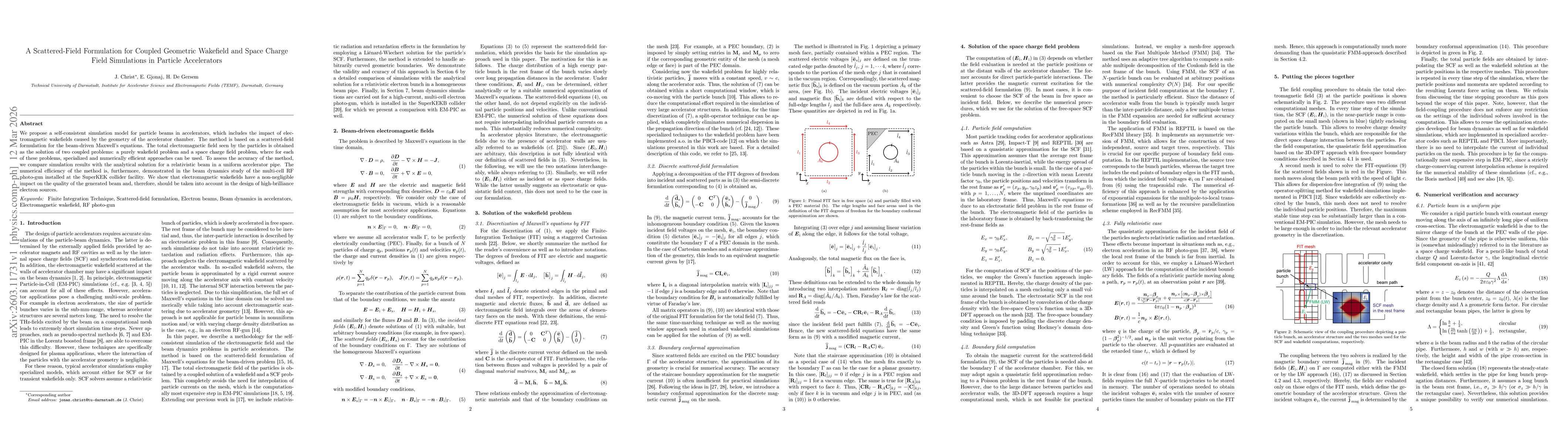 Thumbnail for A Scattered-Field Formulation for Coupled Geometric Wakefield and Space Charge Field Simulations in Particle Accelerators