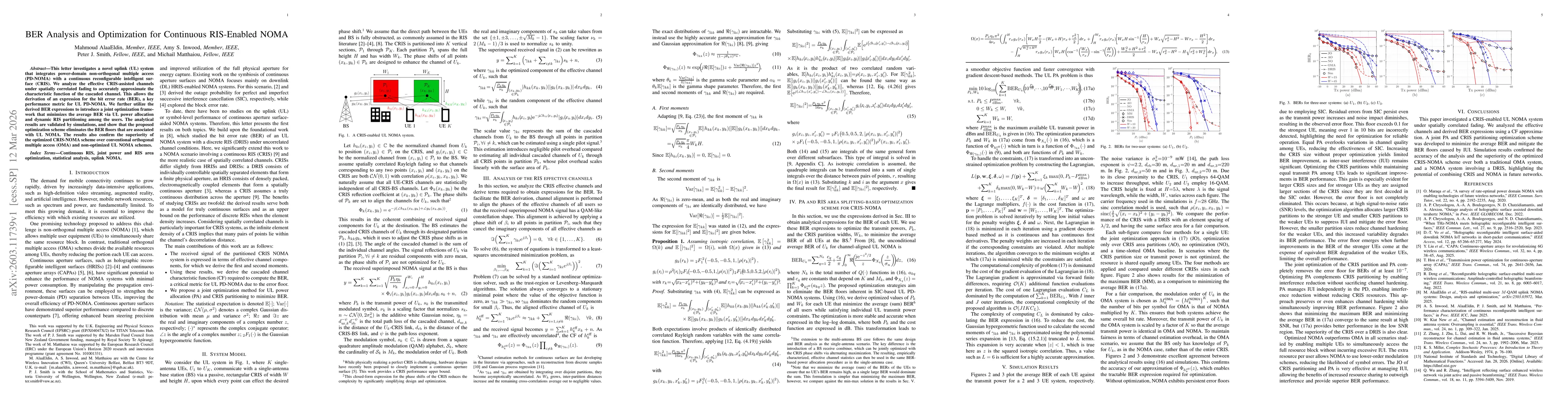 Thumbnail for BER Analysis and Optimization for Continuous RIS-Enabled NOMA