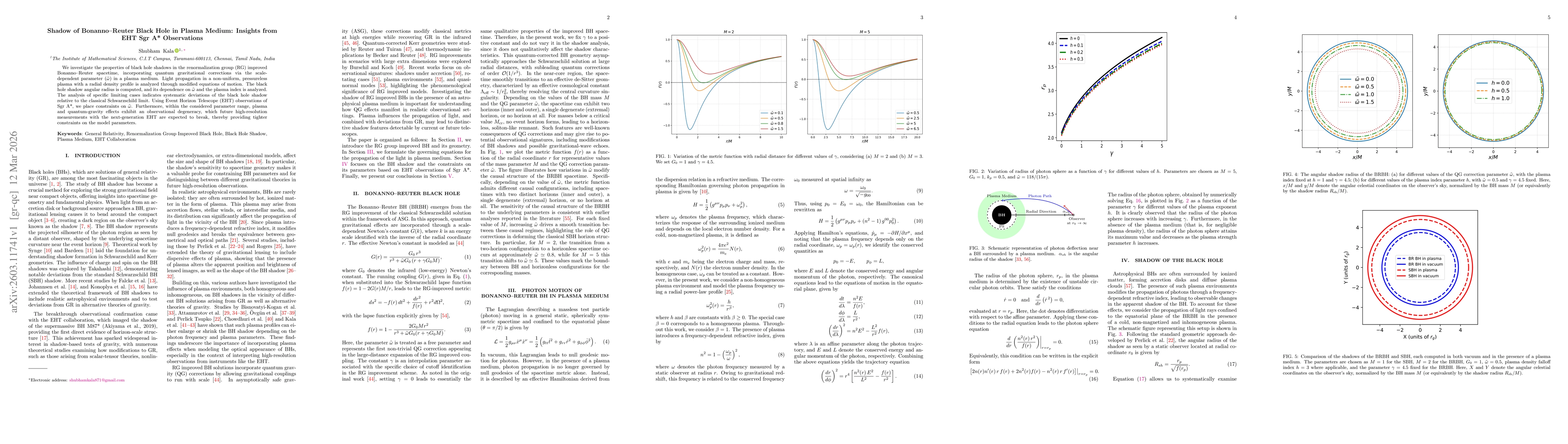 Thumbnail for Shadow of Bonanno-Reuter Black Hole in Plasma Medium: Insights from EHT Sgr A* Observations