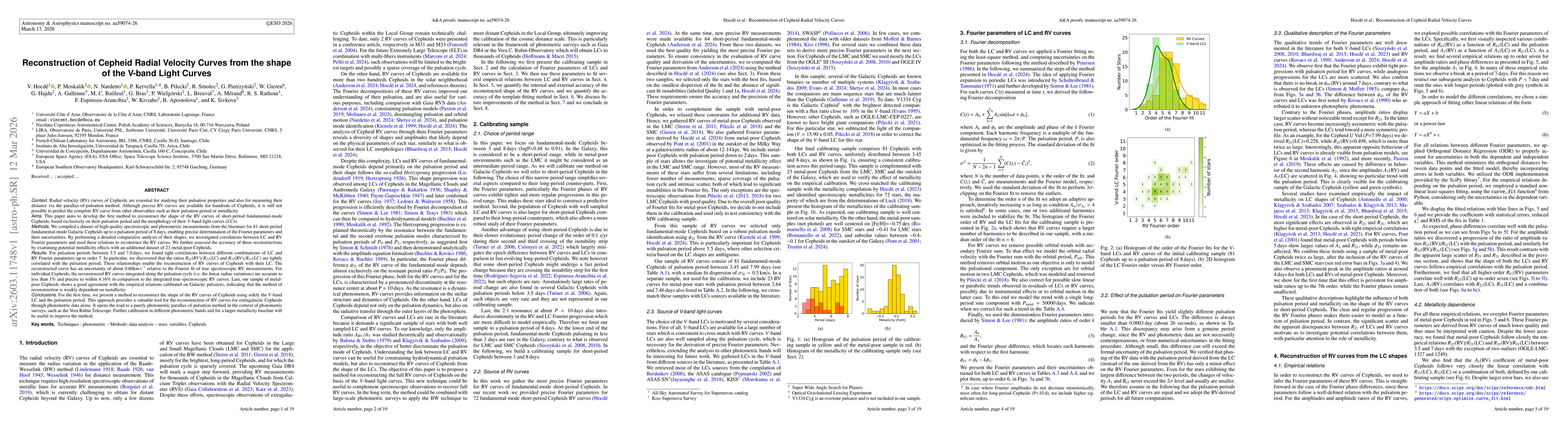 Thumbnail for Reconstruction of Cepheid Radial Velocity Curves from the shape of the V-band Light Curves