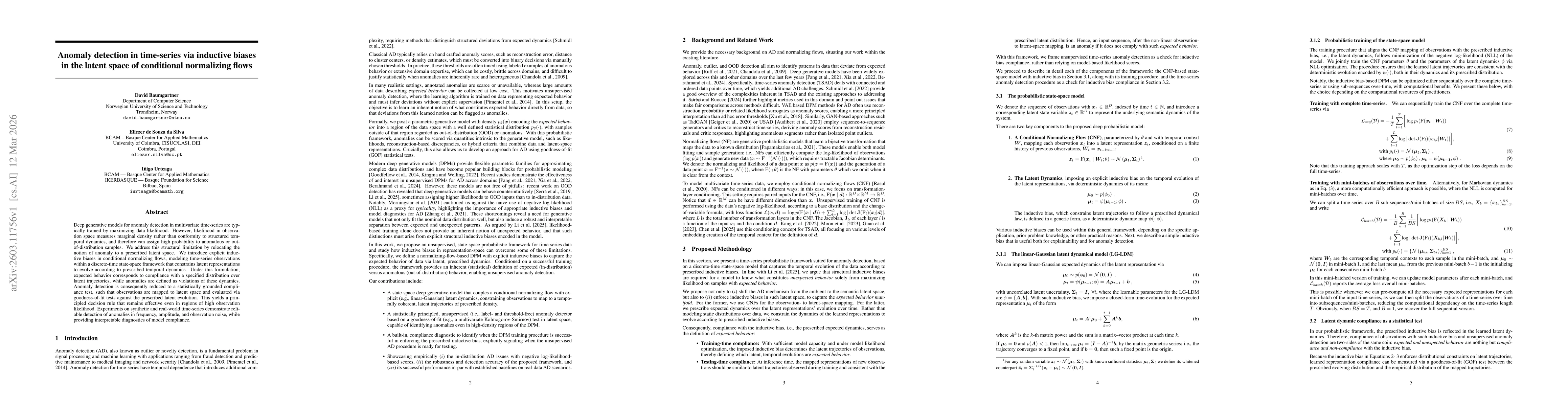 Thumbnail for Anomaly detection in time-series via inductive biases in the latent space of conditional normalizing flows