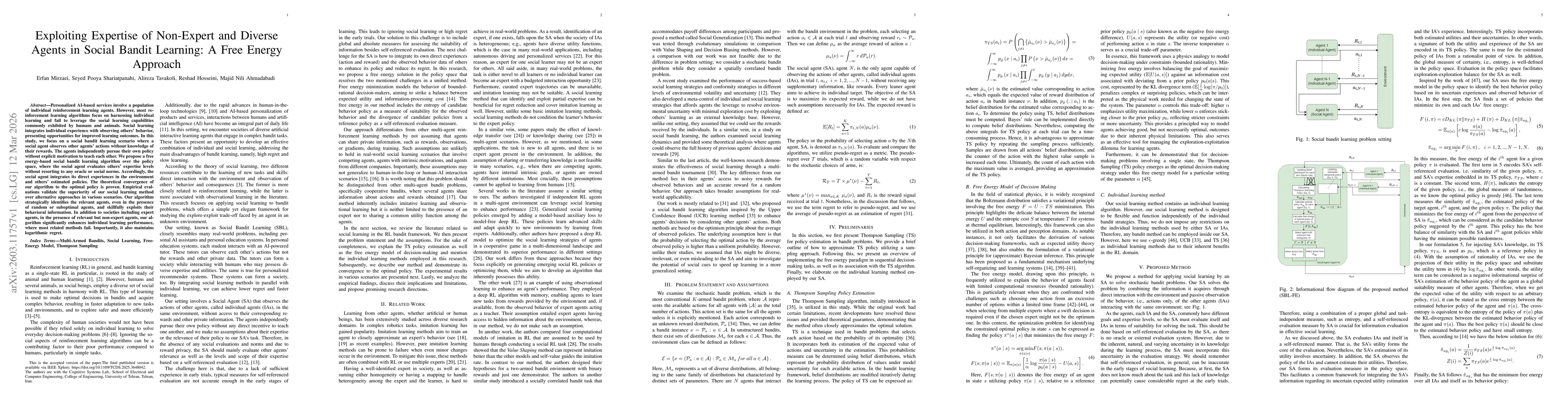 Thumbnail for Exploiting Expertise of Non-Expert and Diverse Agents in Social Bandit Learning: A Free Energy Approach