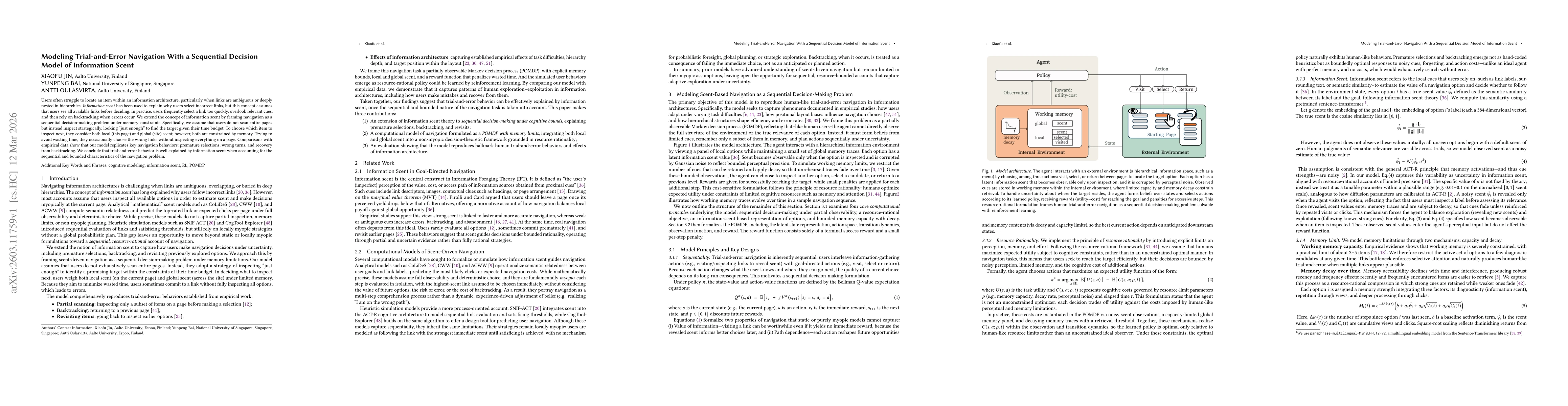 Thumbnail for Modeling Trial-and-Error Navigation With a Sequential Decision Model of Information Scent