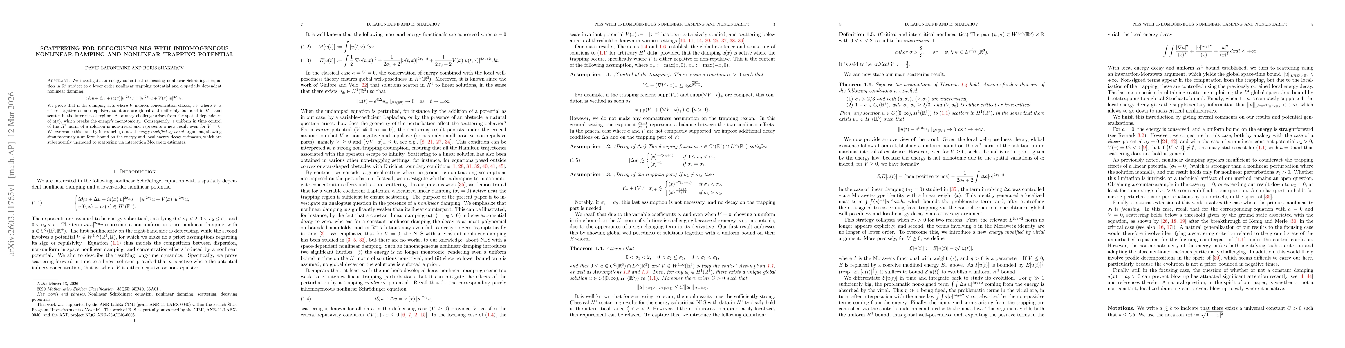 Thumbnail for Scattering for Defocusing NLS with Inhomogeneous Nonlinear Damping and Nonlinear Trapping Potential
