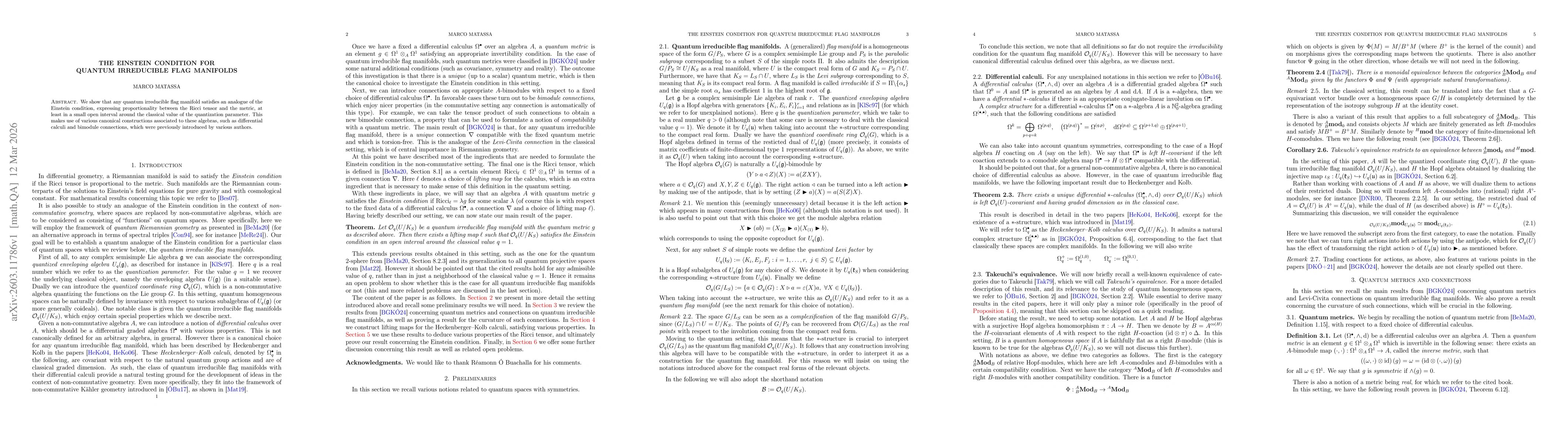 Thumbnail for The Einstein condition for quantum irreducible flag manifolds