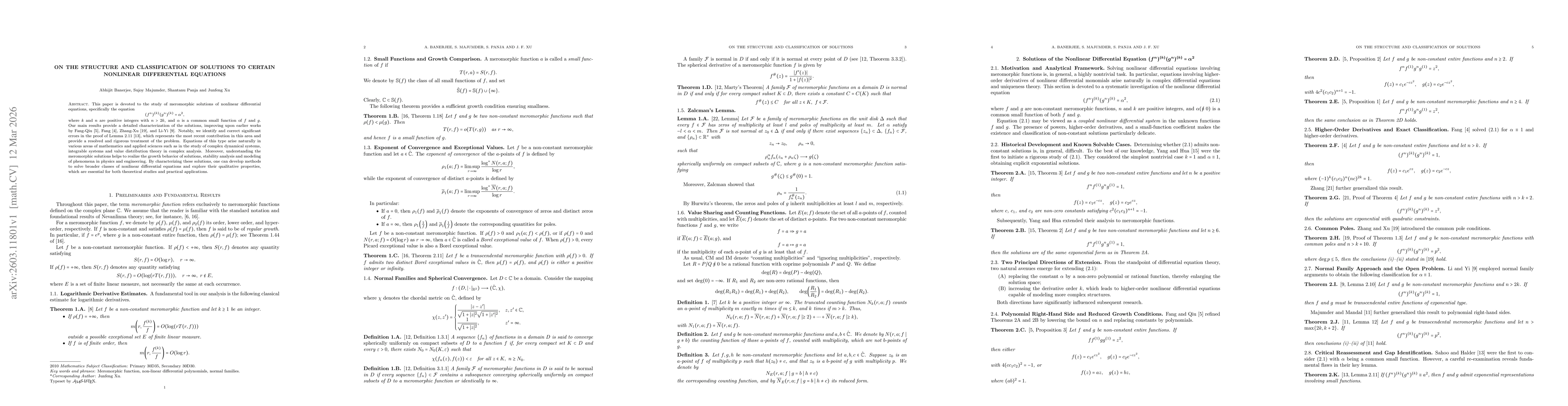 Thumbnail for On the structure and classification of solutions to certain nonlinear differential equations