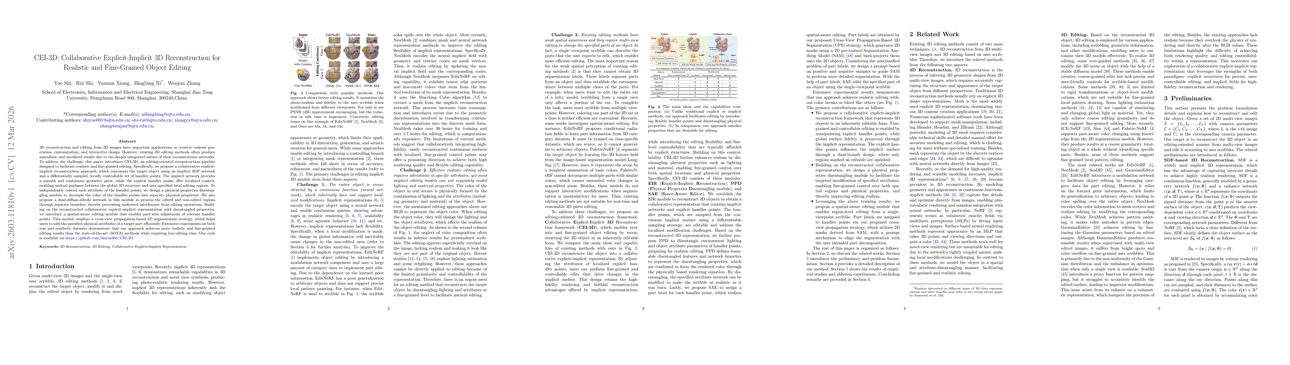 Thumbnail for CEI-3D: Collaborative Explicit-Implicit 3D Reconstruction for Realistic and Fine-Grained Object Editing
