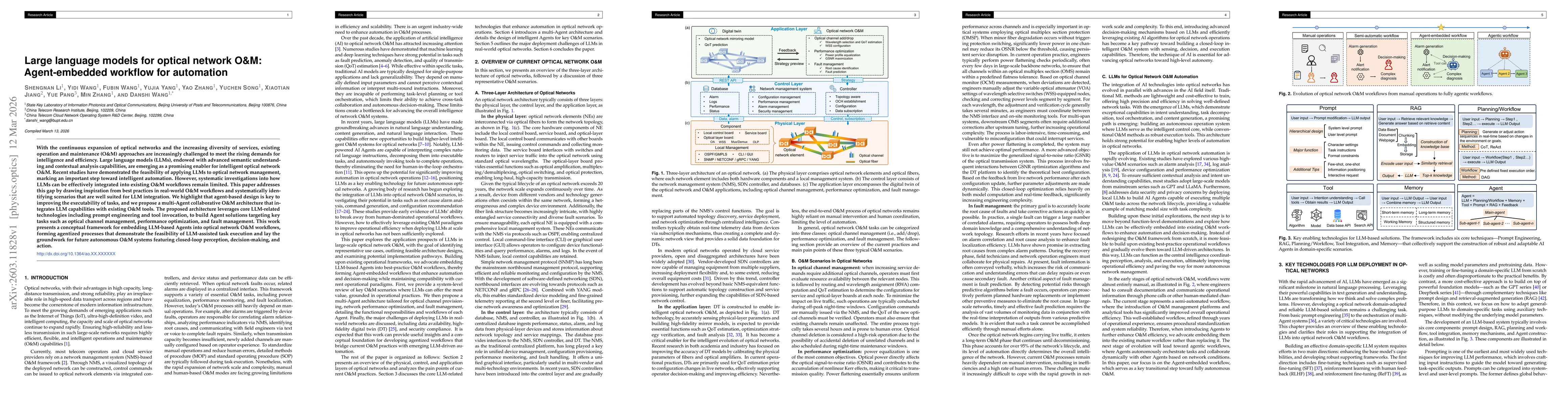 Thumbnail for Large language models for optical network O&M: Agent-embedded workflow for automation