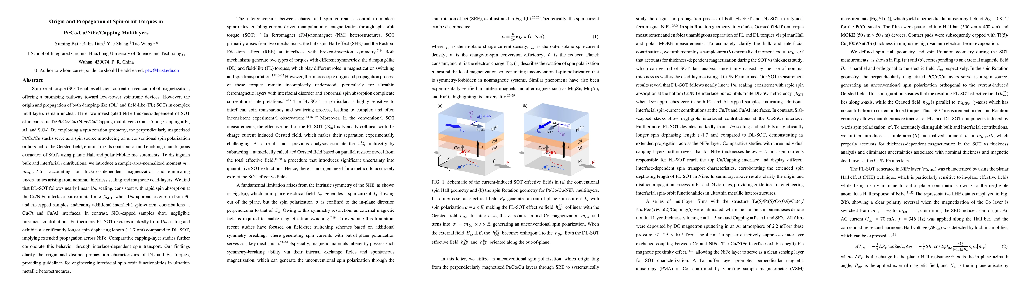 Thumbnail for Origin and Propagation of Spin-orbit Torques in Pt/Co/Cu/NiFe/Capping Multilayers
