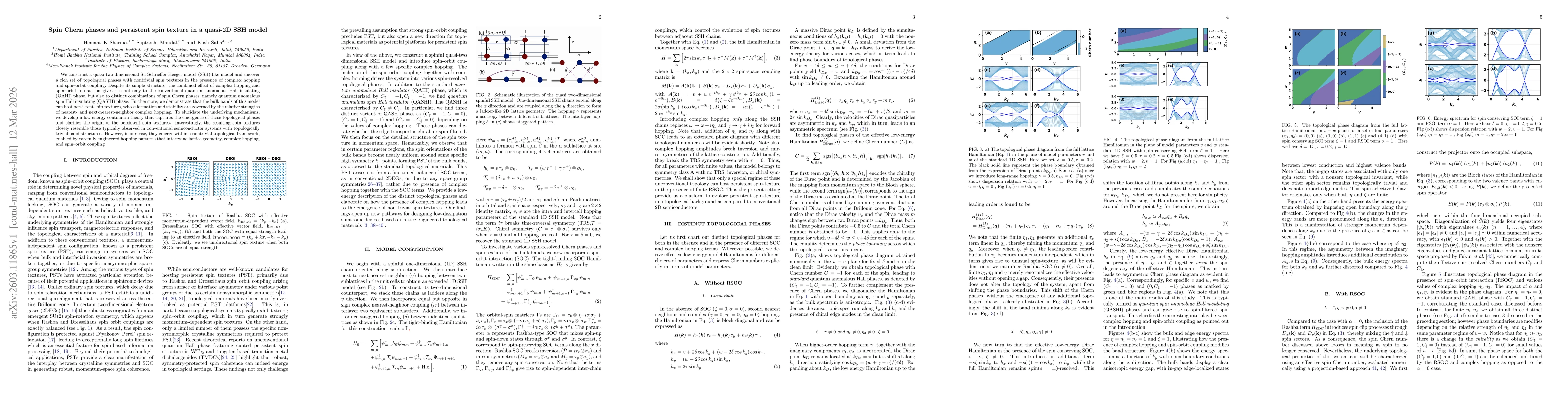 Thumbnail for Spin Chern phases and persistent spin texture in a quasi 2D SSH model
