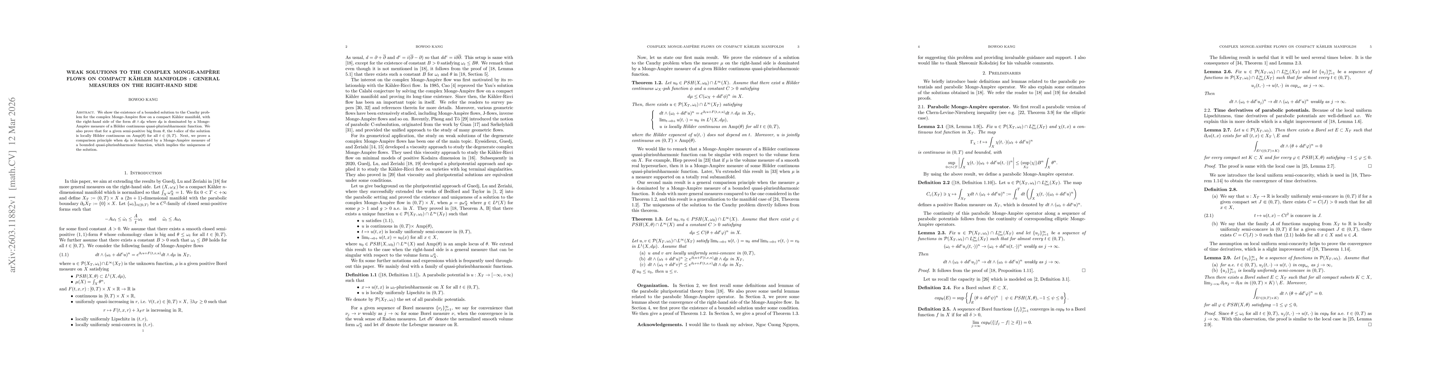 Thumbnail for Weak Solutions to the complex Monge-Ampère flows on compact Kähler manifolds : general measures on the right-hand side