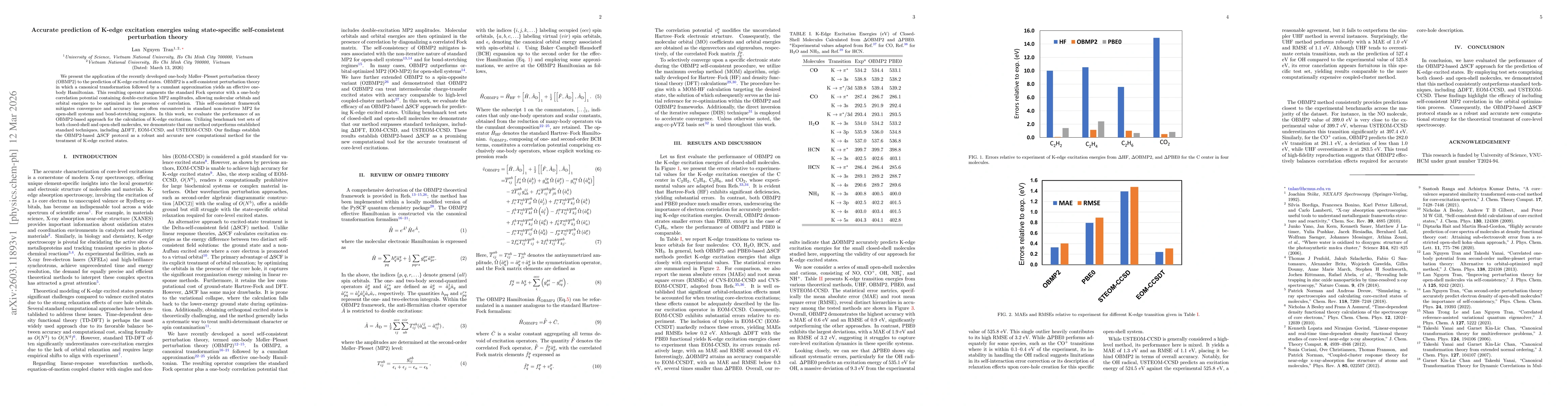 Thumbnail for Accurate prediction of K-edge excitation energies using state-specific self-consistent perturbation theory