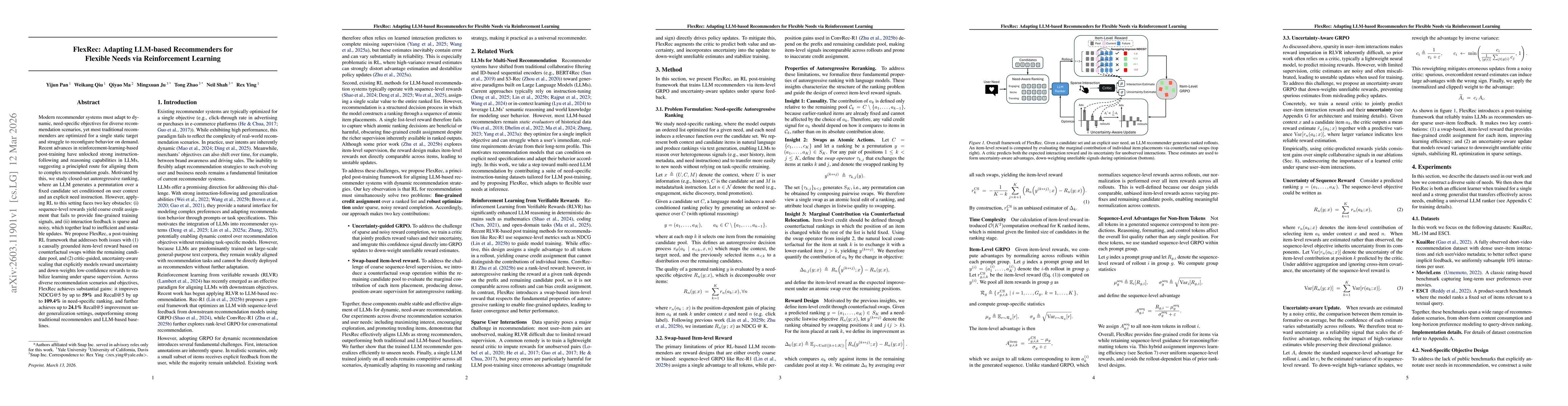 Thumbnail for FlexRec: Adapting LLM-based Recommenders for Flexible Needs via Reinforcement Learning