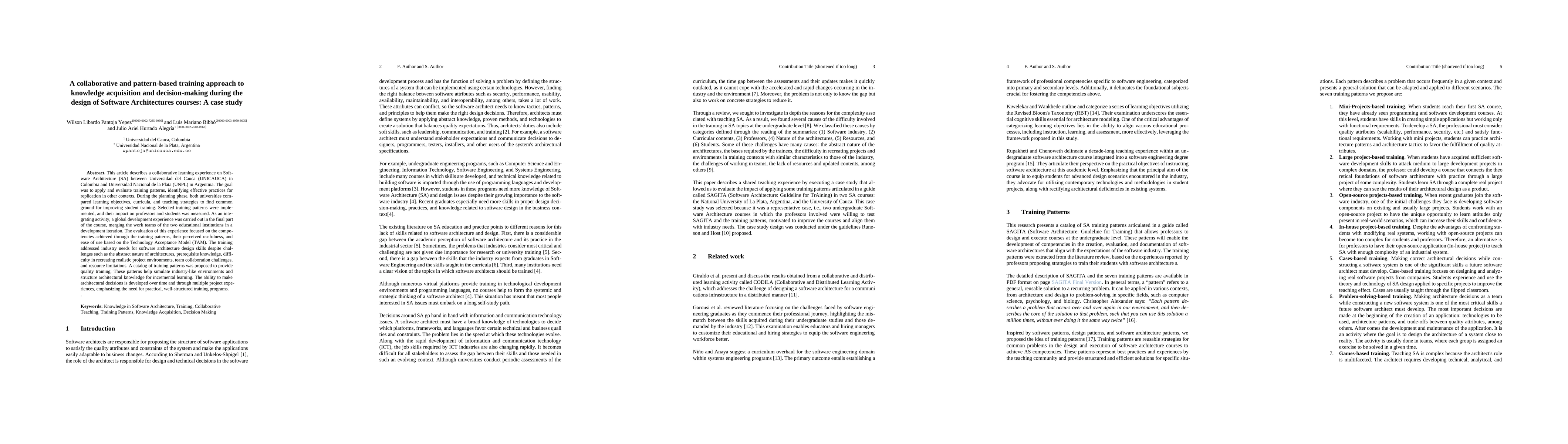 Thumbnail for A Collaborative and Pattern-Based Training Approach to Knowledge Acquisition and Decision-Making During the Design of Software Architectures Courses: A Case Study