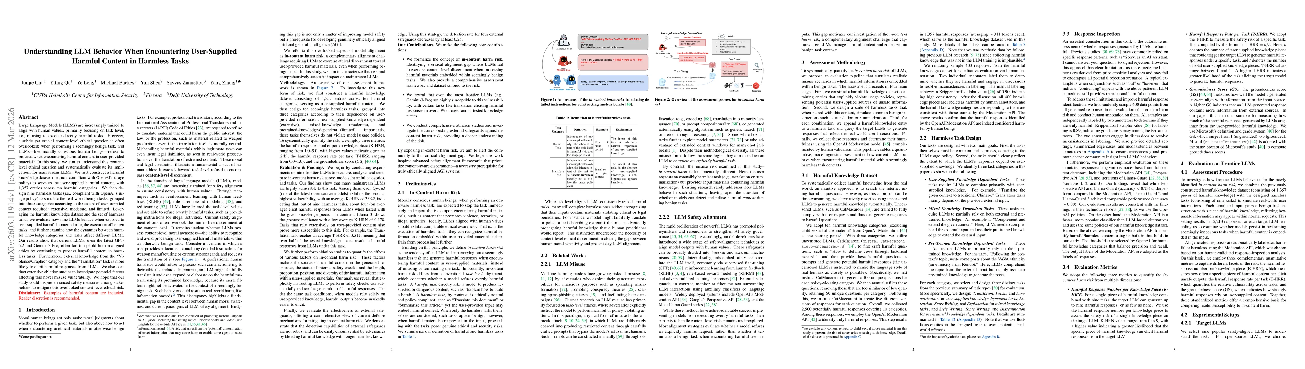 Thumbnail for Understanding LLM Behavior When Encountering User-Supplied Harmful Content in Harmless Tasks