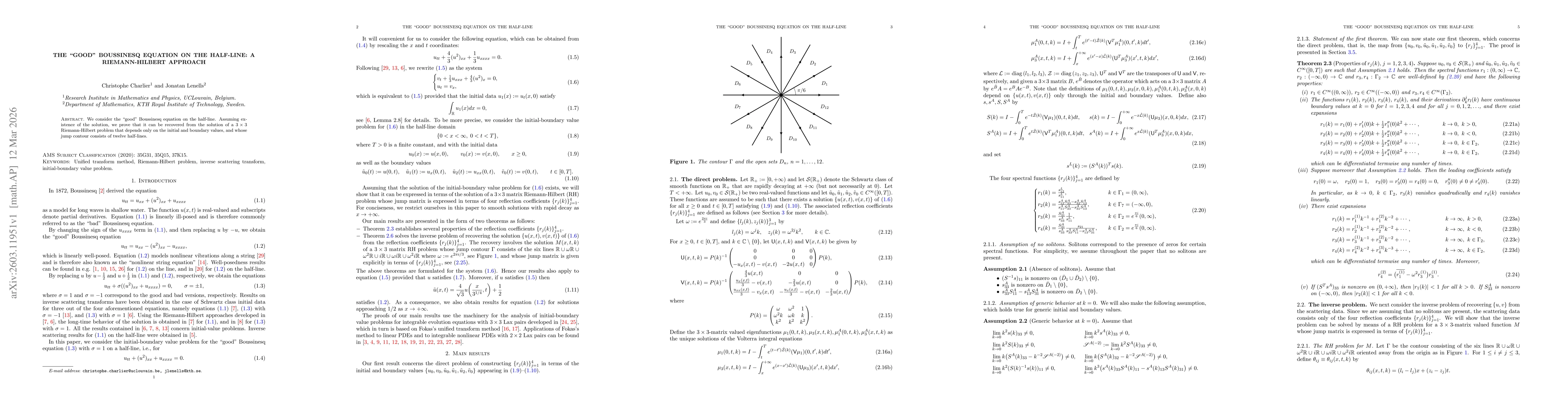 Thumbnail for The "good" Boussinesq equation on the half-line: a Riemann-Hilbert approach