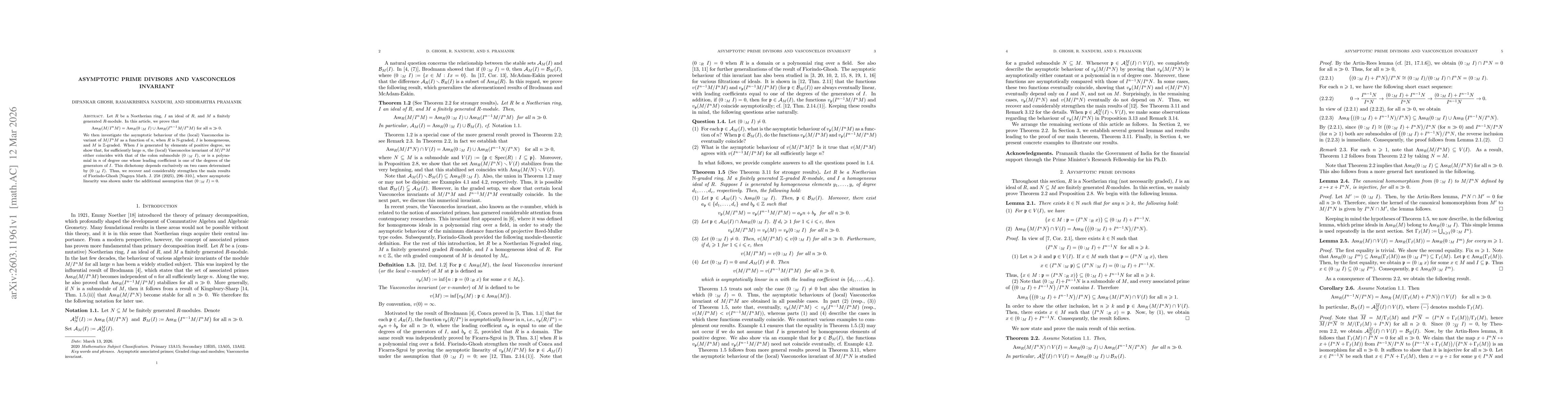 Thumbnail for Asymptotic prime divisors and Vasconcelos invariant
