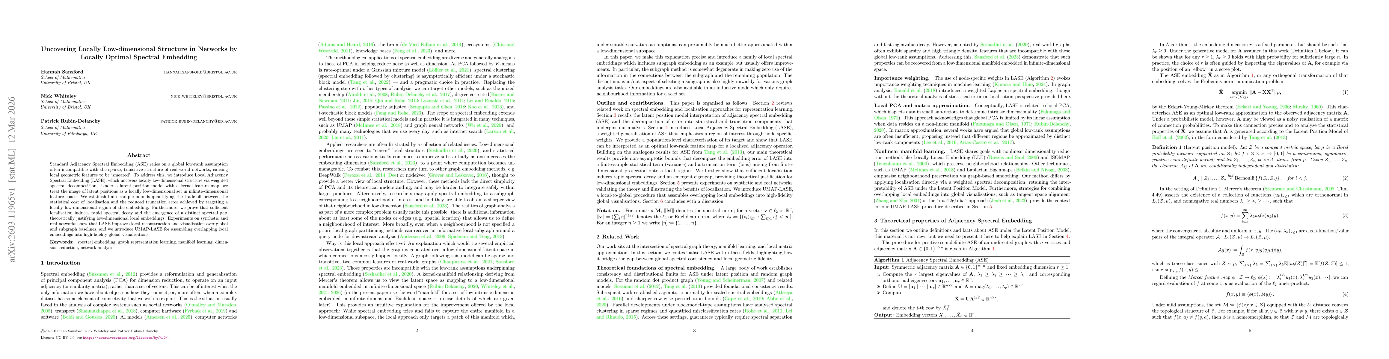 Thumbnail for Uncovering Locally Low-dimensional Structure in Networks by Locally Optimal Spectral Embedding