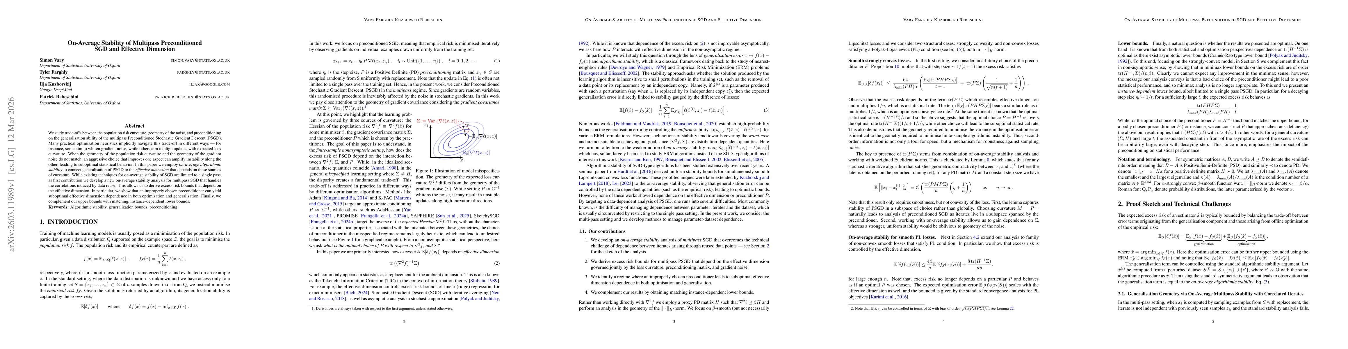 Thumbnail for On-Average Stability of Multipass Preconditioned SGD and Effective Dimension