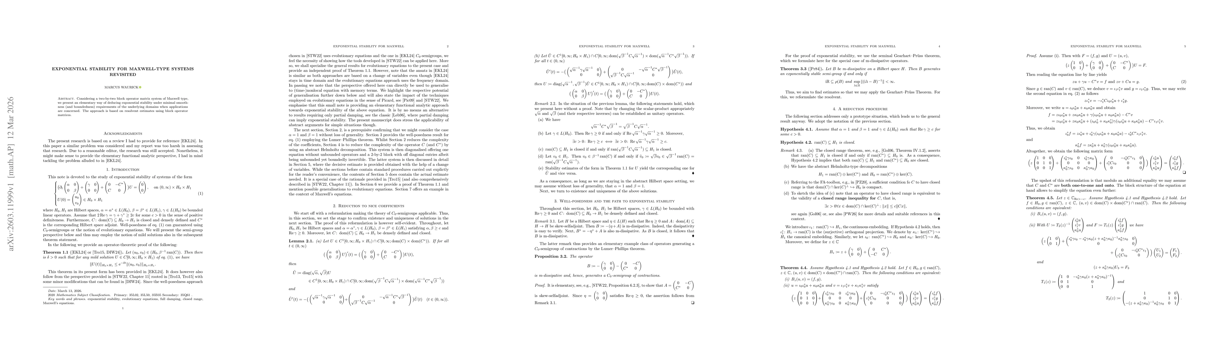 Thumbnail for Exponential Stability for Maxwell-type Systems Revisited