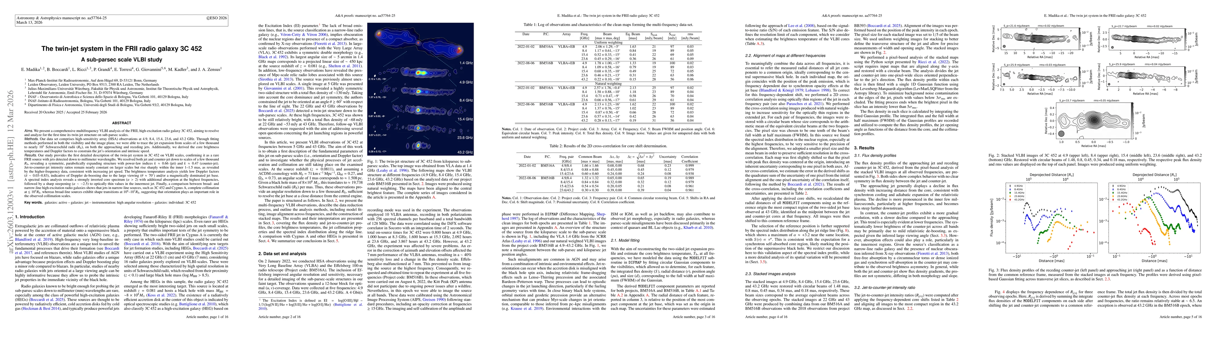 Thumbnail for The twin-jet system in the FRII radio galaxy 3C 452: A sub-parsec scale VLBI study